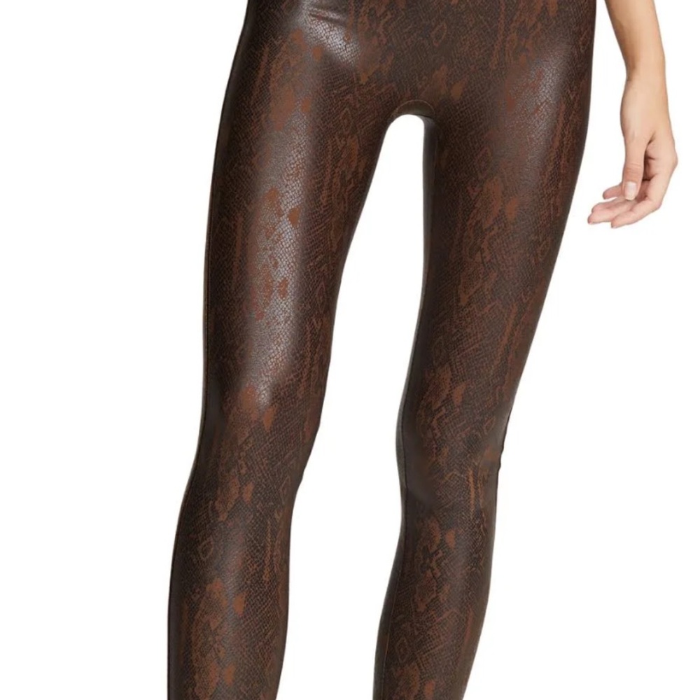 Spanx Faux Leather snakeskin leggings brown